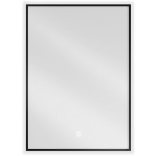 Mexen Erma osvetlené kúpeľňové zrkadlo 50 x 70 cm, LED 6000K, proti zahmlievaniu, čierny rám - 9814-050-070-611-70