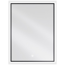 Mexen Erma osvetlené kúpeľňové zrkadlo 60 x 80 cm, LED 6000K, proti zahmlievaniu, čierny rám - 9814-060-080-611-70