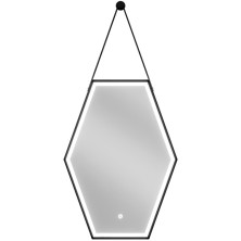 Mexen Orla osvetlené kúpeľňové zrkadlo 50 x 70 cm, LED 6000K, proti zahmlievaniu, čierny rám - 9815-050-070-611-70