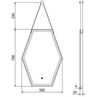 Mexen Orla osvetlené kúpeľňové zrkadlo 50 x 70 cm, LED 6000K, proti zahmlievaniu, čierny rám - 9815-050-070-611-70