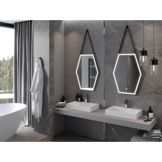 Mexen Orla osvetlené kúpeľňové zrkadlo 60x80 cm, LED 6000K, čierny rám 9815-060-080-611-70