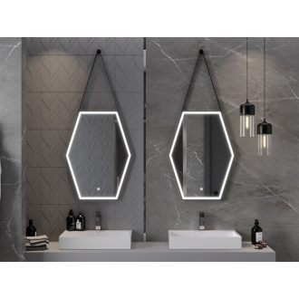 Mexen Orla osvetlené kúpeľňové zrkadlo 60x80 cm, LED 6000K, čierny rám 9815-060-080-611-70