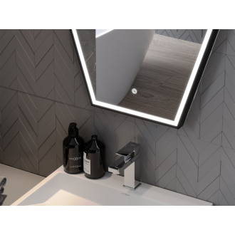 Mexen Orla osvetlené kúpeľňové zrkadlo 60x80 cm, LED 6000K, čierny rám 9815-060-080-611-70