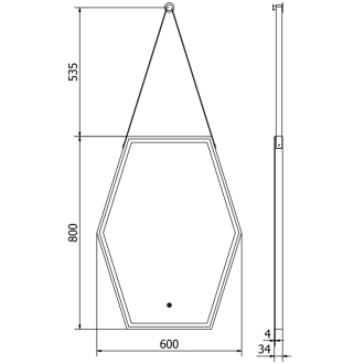 Mexen Orla osvetlené kúpeľňové zrkadlo 60x80 cm, LED 6000K, čierny rám 9815-060-080-611-70
