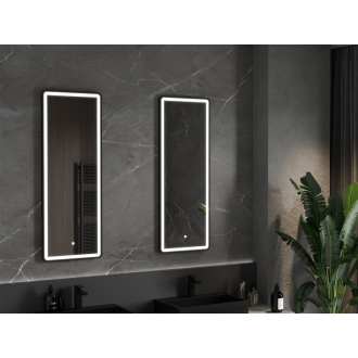 Mexen Coro osvetlené kúpeľňové zrkadlo 45 x 120 cm, LED 6000K, proti zahmlievaniu, čierny rám - 9817-045-120-611-70