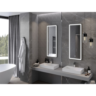 Mexen Coro osvetlené kúpeľňové zrkadlo 45 x 120 cm, LED 6000K, proti zahmlievaniu, čierny rám - 9817-045-120-611-70