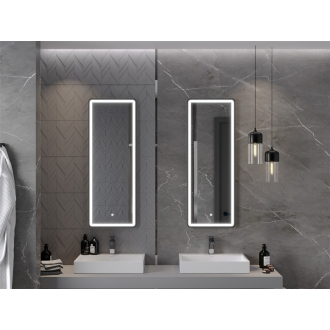 Mexen Coro osvetlené kúpeľňové zrkadlo 45 x 120 cm, LED 6000K, proti zahmlievaniu, čierny rám - 9817-045-120-611-70