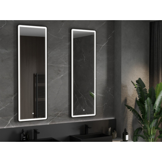 Mexen Coro osvetlené kúpeľňové zrkadlo 50 x 150 cm, LED 6000K, proti zahmlievaniu, čierny rám - 9817-050-150-611-70