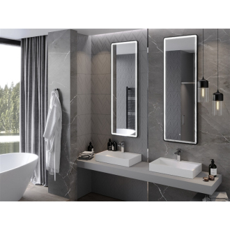 Mexen Coro osvetlené kúpeľňové zrkadlo 50 x 150 cm, LED 6000K, proti zahmlievaniu, čierny rám - 9817-050-150-611-70
