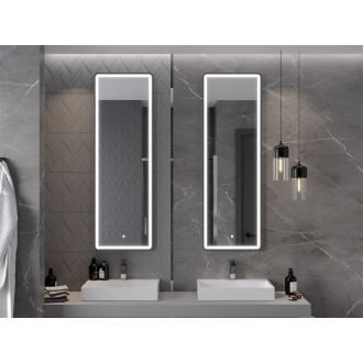 Mexen Coro osvetlené kúpeľňové zrkadlo 50 x 150 cm, LED 6000K, proti zahmlievaniu, čierny rám - 9817-050-150-611-70