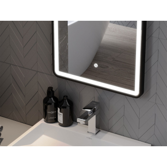 Mexen Coro osvetlené kúpeľňové zrkadlo 50 x 150 cm, LED 6000K, proti zahmlievaniu, čierny rám - 9817-050-150-611-70
