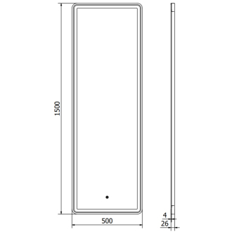 Mexen Coro osvetlené kúpeľňové zrkadlo 50 x 150 cm, LED 6000K, proti zahmlievaniu, čierny rám - 9817-050-150-611-70