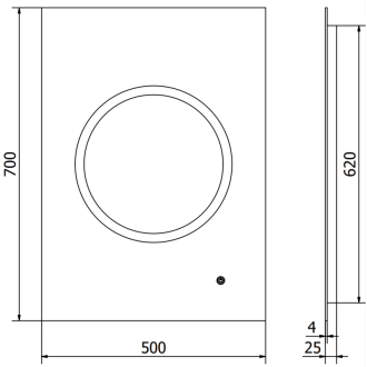 Mexen Koga osvetlené kúpeľňové zrkadlo 50 x 70 cm, LED 6000K, proti zaparovaniu - 9821-050-070-611-00