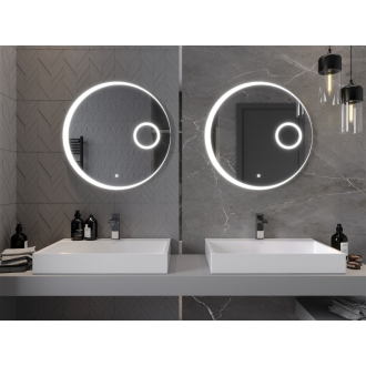 Mexen Ella osvetlené kúpeľňové zrkadlo s kozmetickým zrkadlom, okrúhle 70 cm, LED 6000K, proti zaparovaniu - 9811-070-070-611-00
