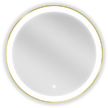Mexen Esso kúpeľňové zrkadlo, okrúhle 60, LED 6000K, zlatý rám 9825-060-060-611-50