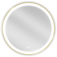 Mexen Esso kúpeľňové zrkadlo, okrúhle 70 cm, LED 6000K, zlatý rám 9825-070-070-611-50