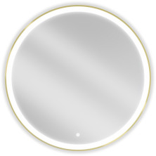Osvetlené kúpeľňové zrkadlo Mexen Esso, okrúhle 90 cm, LED 6000K, proti zahmlievaniu, zlatý rám - 9825-090-090-611-50