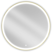 Mexen Esso osvetlené kúpeľňové zrkadlo, okrúhle 100 cm, LED 6000K, proti zahmlievaniu, zlatý rám - 9825-100-100-611-50
