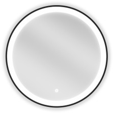 Mexen Esso kúpeľňové zrkadlo, okrúhle 60 cm, LED 6000K, čierny rám 9825-060-060-611-50