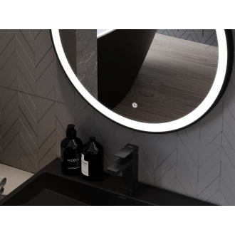 Mexen Esso kúpeľňové zrkadlo, okrúhle 60 cm, LED 6000K, čierny rám 9825-060-060-611-70