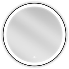 Mexen Esso kúpeľňové zrkadlo, okrúhle 70, LED 6000K, čierny rám 9825-070-070-611-70