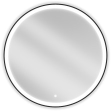 Osvetlené kúpeľňové zrkadlo Mexen Esso, okrúhle 90 cm, LED 6000K, proti zahmlievaniu, čierny rám - 9825-090-090-611-70