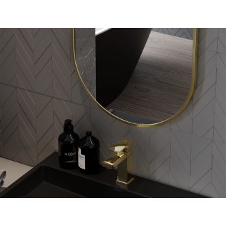 Mexen Loft oválne kúpeľňové zrkadlo 80 x 40 cm, zlatý rám - 9851-080-040-000-50