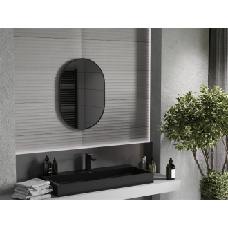 Mexen Loft oválne kúpeľňové zrkadlo 70 x 50 cm, čierny rám - 9851-070-050-000-70