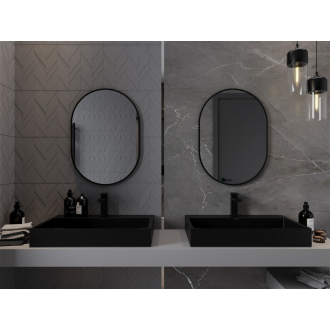 Mexen Loft oválne kúpeľňové zrkadlo 70 x 50 cm, čierny rám - 9851-070-050-000-70