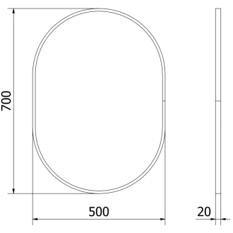 Mexen Loft oválne kúpeľňové zrkadlo 70 x 50 cm, čierny rám - 9851-070-050-000-70
