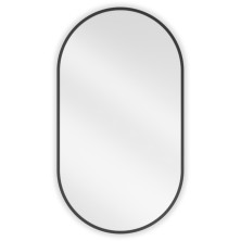 Mexen Loft oválne kúpeľňové zrkadlo 80 x 45 cm, čierny rám - 9851-080-045-000-70