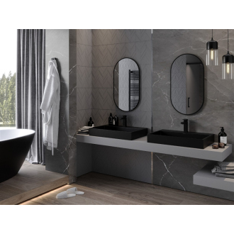 Mexen Loft oválne kúpeľňové zrkadlo 80 x 45 cm, čierny rám - 9851-080-045-000-70