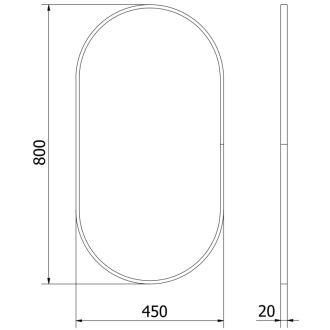 Mexen Loft oválne kúpeľňové zrkadlo 80 x 45 cm, čierny rám - 9851-080-045-000-70