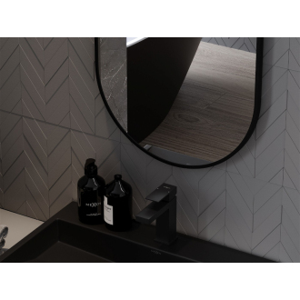 Mexen Loft oválne kúpeľňové zrkadlo 85 x 50 cm, čierny rám - 9851-085-050-000-70