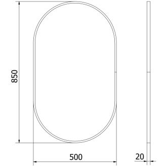 Mexen Loft oválne kúpeľňové zrkadlo 85 x 50 cm, čierny rám - 9851-085-050-000-70