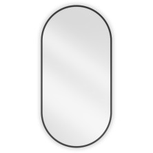 Mexen Loft oválne kúpeľňové zrkadlo 90 x 45 cm, čierny rám - 9851-090-045-000-70