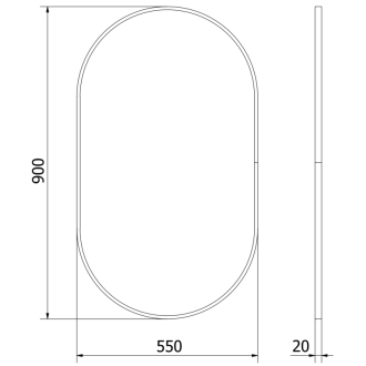 Mexen Loft oválne kúpeľňové zrkadlo 90 x 55 cm, čierny rám - 9851-090-055-000-70