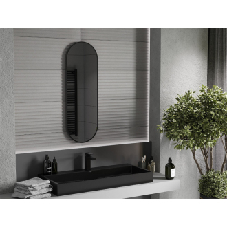 Mexen Loft oválne kúpeľňové zrkadlo 100 x 35 cm, čierny rám - 9851-100-035-000-70
