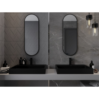 Mexen Loft oválne kúpeľňové zrkadlo 100 x 35 cm, čierny rám - 9851-100-035-000-70