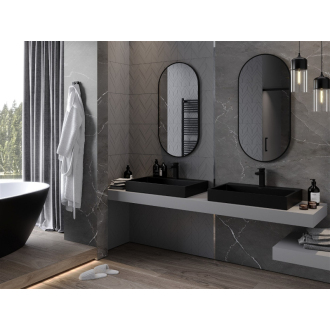 Mexen Loft oválne kúpeľňové zrkadlo 100 x 50 cm, čierny rám - 9851-100-050-000-70