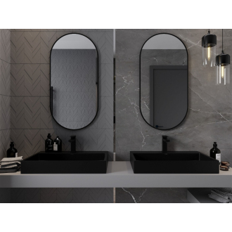 Mexen Loft oválne kúpeľňové zrkadlo 100 x 50 cm, čierny rám - 9851-100-050-000-70
