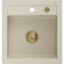 Mexen Vito 1miskový granitový drez 520 x 490 mm, béžový, zlatý sifón - 6503521000-69-G