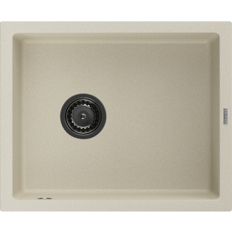 Mexen Pedro 1miskový granitový drez 560 x 460 mm, béžový, čierny sifón - 6508561000-69-B