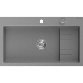 Mexen Omar 1miskový granitový drez 800 x 480 mm, sivý, chrómový sifón - 6520801005-71