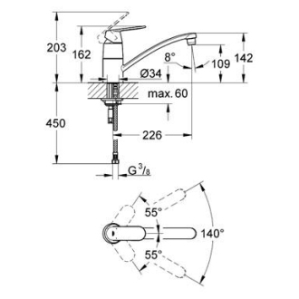 GROHE EUROSMART Cosmopolitan 32842000 drezová stojanková batéria chróm