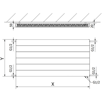 Oceľové vykurovacie teleso Mexen Line CVL11 500x400, spod. príp., 273 W, čierne W611L-050-040-70