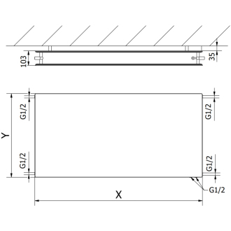 Mexen CVHF20 Doskové vykurovacie teleso 500x1000, spod. príp., 863 W, čierne W620HF-050-100-70