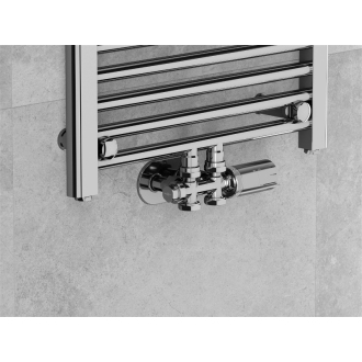 Mexen G05 uhlový/priamy termostatický set s krytom S, Duplex, DN50, chróm - W908-958-910-01
