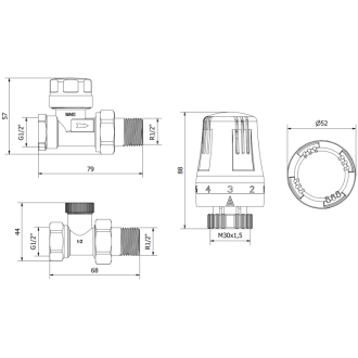 Mexen G01 priamy termostatický set, nikel - W914-012-918-01