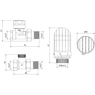 Mexen G03 priamy termostatický set, nikel - W914-012-938-01